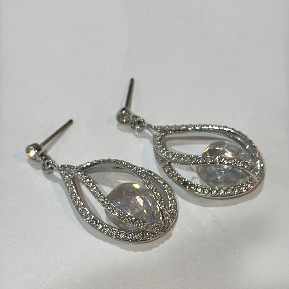 Swarovski  Elegant Silver Teardrop Earrings